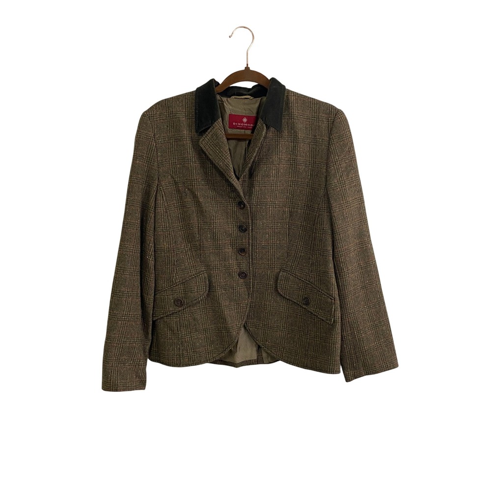 Dinomoda Germany Wool Tweed Blazer Jacket 40 M Dark Academia Cottagecore Vintage